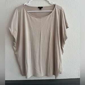 Ann Taylor Factory Beige Dolman Short Sleeve Knit Top Size L Casual Work Tee